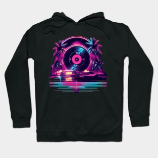 Neon Vinyl in the Synthwave 80s eighties style Hoodie